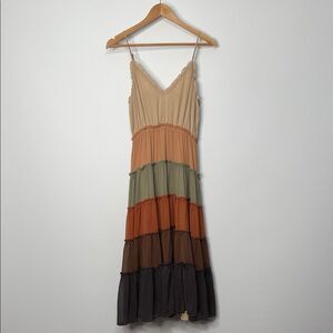 Storia Multicolor Tiered Maxi Dress Size Small